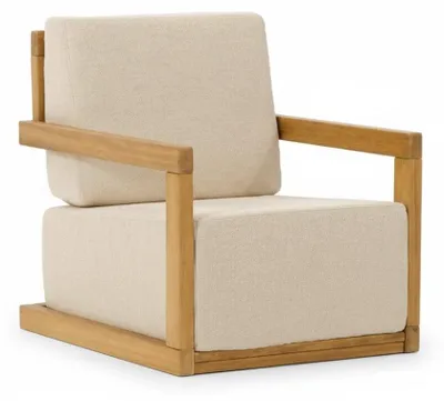 Produktbild von Gartenstuhl Moderner Stil Weiß Holzrahmen Weiche Rückenlehne Bequem