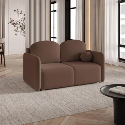 Produktbild von Sofa SUVI II mit Schlaffunktion, Schlafsofa, Wohnzimmersofa, Couch, Soffa, Bettsofa, Bucle-Stoff – Braun QUELLE 25