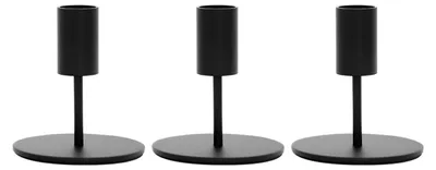3er-Set Kerzenhalter für Stabkerzen, schwarz, 8–16 cm