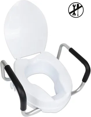Obrázek produktu pro Zvýšená toaletní sedátka s područkami, 10 cm zvýšená toaletní sedátka pro seniory – bílá