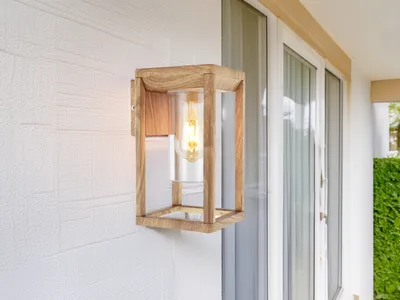Produktbild von Globo Lighting|Außenleuchte Aluminium Druckguss holzoptik matt, 1x E27 LED