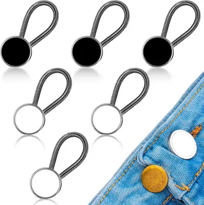 Produktbild von Kragenverlängerung mit elastischen Knöpfen, verstellbar für Hemden, Kleider und Hosen, erhältlich in Weiß und Schwarz.
