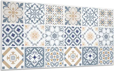 A collection of decorative tiles with a mosaic pattern.