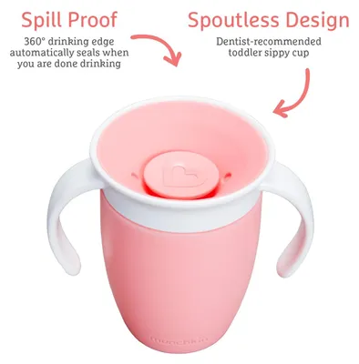 Produktbild von Munchkin Miracle 360°, Ausgusslose Tasse, 6 Monat( e), Pink, Kunststoff, Junge/Mädchen, 207 ml