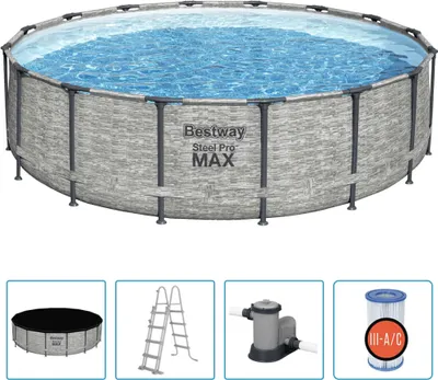 Zdjęcie produktu dla Basen stalowy Bestway Power Swimmingpool Rund 488x122 cm
