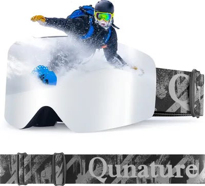 Produktbild von Qunature Rahmenlos Skibrille für Damen/Herren Goggles Anti-fog Schneebrille UV-schutz Schwarz