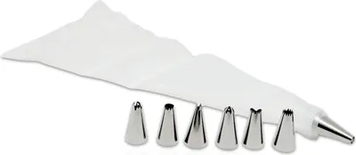 Produktbild von Wiederverwendbares Sahne Spritzbeutel Set inkl. 7X Aufsätze Tülle zum Dekorieren Verzieren von Kuchen, Torten und Cupcakes