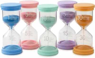 Produktbild von Sanduhr Set, 5 Stücke, 1 Minute bis 30 Minuten, sturzsicher, für Kinder