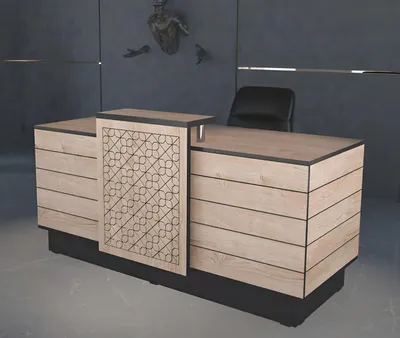 Produktbild von Empfangstheke Rezeption Empfangsschalter Büro Hotel Holz Braun Tisch