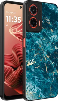 Productafbeelding van Smartphonica telefoonhoesje, geschikt voor de Motorola Moto G35, met marmerprint - TPU achterkant, blauw marmerdesign
