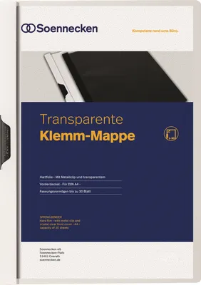Produktbild von Soennecken Klemmmappe 3314 DIN A4 bis 30Blatt PVC weiß