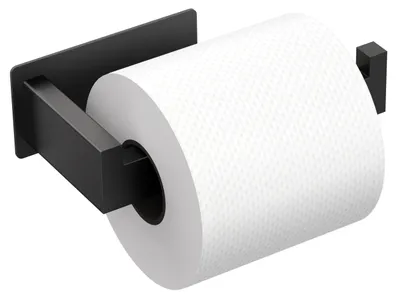 Image de Porte-rouleau de papier toilette sans perçage, porte-rouleau de papier toilette autocollant en acier inoxydable, porte-rouleau, porte-papier toilette, support pour WC, porte-papier pour la cuisine et la salle de bains, noir