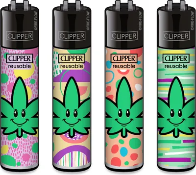 Produktbild von Clipper Feuerzeug 4er Set Happy Leaf
