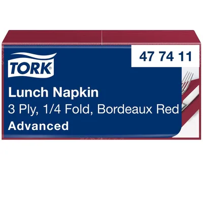 Image de Tork serviette 477411 33x33cm 3 pcs. 1/4 fold bordeaux 150 pcs/pack.