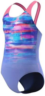 Image de Maillot de bain pour fille SPEEDO WT PRINT SPLASHBACK, bleu, rose fluo, taille 12A