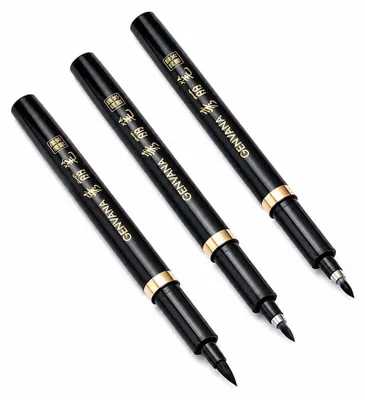 Immagine prodotto di Set di 3 penne per calligrafia, taglie S, M, L, con punta in metallo e fibra di cotone