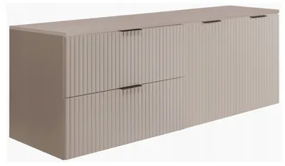 Zdjęcie produktu dla Szafka Łazienkowa Wisząca Szuflady Drzwi Kaszmir 140X46 Cm Flisan Z Blatem