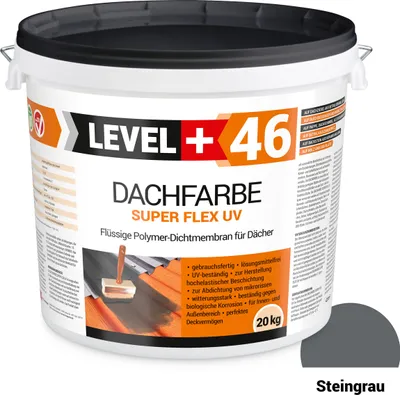 Produktbild von Dachfarbe elastische Sockelfarbe Dachlack UV-beständig Super Flex 20Kg Steingrau LEVEL+ RM46