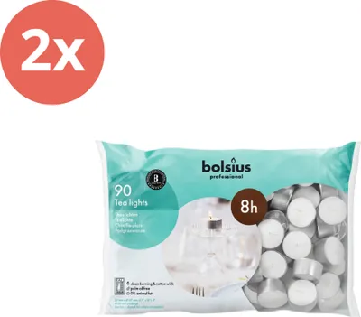 Zdjęcie produktu dla Bolsius Professional - Podgrzewacze do herbaty - 90 sztuk w opakowaniu - Torebka - Value pack - 180 sztuk - 2 opakowania