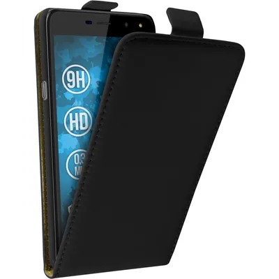 Produktbild von PhoneNatic Kunst-Lederhülle kompatibel mit Huawei Y5 2017 - Flip-Case schwarz + 2 Schutzfolien