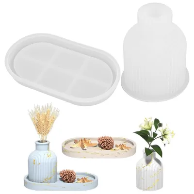 Produktbild von Harzformen Set 2 Stück Silikon für Blumentöpfe Stifthalter Vasen Tablettform