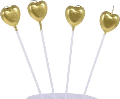 Image de Bougies pour gâteau « CŒURS D'OR » (4 pièces)