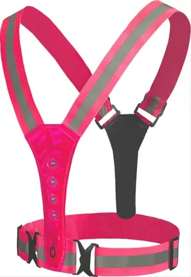 Produktbild von CHPN - Lauflichter - Reflexion zum Laufen - Reflektierende Weste - Rosa - Sicherheitsweste - Laufzubehör - LED-Laufweste - Rotes Licht - Sichtbar im Dunkeln - Sicheres Laufen