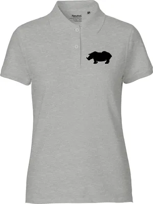 Produktbild von Huuraa Damen Polo Shirt Nashorn Silhouette XL Sport Grey Bio Baumwolle Fairtrade Poloshirt Geschenkidee