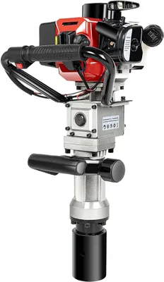 Produktbild von Rammgerät Benzin 900 W, 32.7cc 2-Takt Pfahlramme mit 0,9 l Kraftstofftanks 8500 U/min Zaunpfahlramme 25–50 J Aufprallenergie Tragbarer Gartenzaunramme Post Ramme