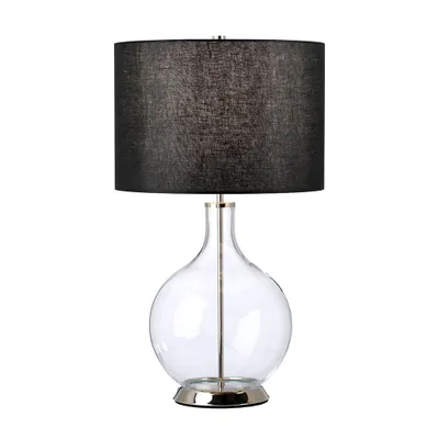 Produktbild von Tischleuchte, Textil schwarz, Glas klar, nickel, H 67 cm