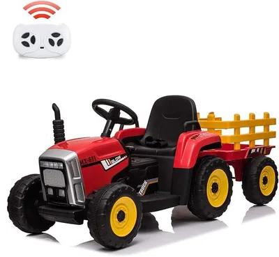 Produktbild von 12V Kinder Elektrotraktor Mit Anhänger Und Dualmotor | Aufsitzfahrzeug, 2,4G Fernbedienung, 2 Fahrmodi, LED-Scheinwerfer, kabellose Verbindung/MP3/USB, ab 3 Jahren