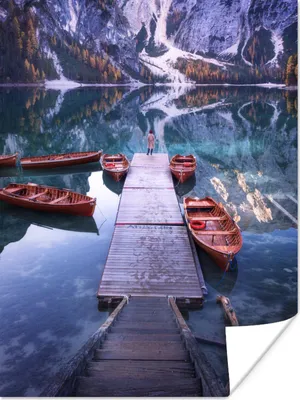 Produktbild von MuchoWow® Poster Boot - Wasser - Berge - Italien 60x80 cm - Schlafzimmer Dekoration