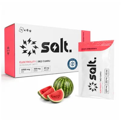 Zdjęcie produktu dla Elektrolity Bez Cukru salt. Arbuzowe 30 saszetek – Magnez, Potas, Sód | Minerały w proszku do rozpuszczenia w wodzie, productTiles.product.images.aiGenerated