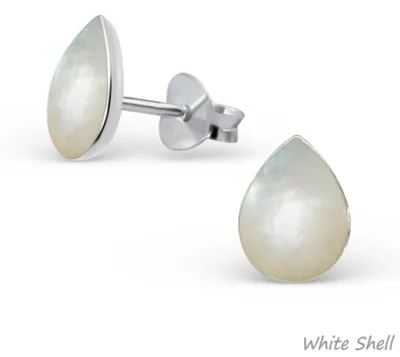 Produktbild von Tropfen Ohrstecker: 925 Silber Ohrringe White Shell