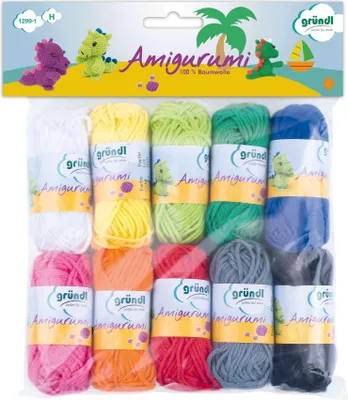Obrázek produktu pro Gründl Amigurumi-Set (10g/23m) 100 % Baumwolle - Bunt