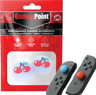 Produktbild von Thumbgrips - Thumb Grips voor Nintendo Switch Joy-Con Controllers - Gaming Thumbgrips - Performance Anti-Slip Thumbsticks - Bescherming Accessoires - Fruit - Kers grijs -