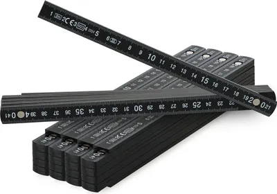 Produktbild von com-four® 5x Zollstock aus Kunststoff - 2 Meter Gliedermaßstab mit 10 Glieder - Meterstab metrisch in schwarz