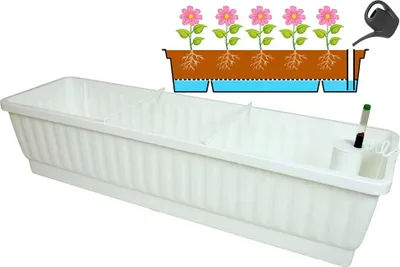 Produktbild von XXL Blumenkasten mit Bew. Venezia 60 cm weiss