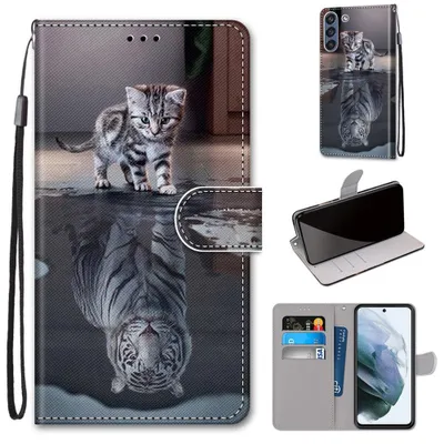 Obrázek produktu pro Pro Samsung Galaxy S21 FE Faux Leather Mobile Phone Case Motif 12 Cover Case Cases New