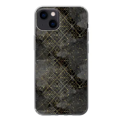 Produktbild von MuchoWow® Handyhülle Schutzhülle Hülle für iPhone 13 Marmor - Schwarz - Gold - Geometrie Silikon Softcase Handy Hülle - Karteninhaber