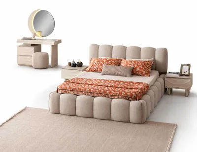 Image de Ensemble de chambre à coucher : lit + tables de chevet, coiffeuse moderne, ensemble complet