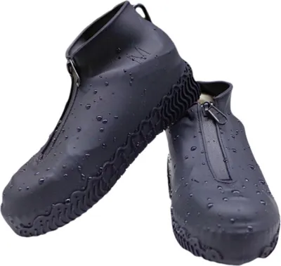 Produktbild von wasserdichte Schuhüberzüge für Regen Silikon-Überschuhe mit Reißverschluss rutschfesten Galoschen für Männer und Frauen（XL(42-46)）