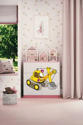 Produktbild von Kinderkommode mit Schubladen Excavator in der Farbe Rosa Babydreams