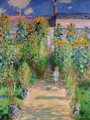 Obrázek produktu pro Claude Monet Art Print Obraz - Umělcova zahrada ve Vétheuil, 1881 (80 x 60 cm)