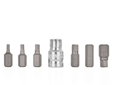 Produktbild von 7-teiliger HEX-Schlüsselsatz H4-H12 mit 1/2"-Adapter