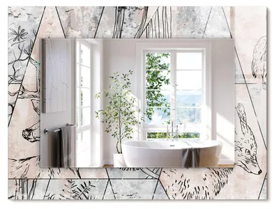 Produktbild von Hirschfuchs-Pflanzen – Rechteckiger Spiegel mit Druck 80x60 cm – Modern - Dekorativ für die Wand