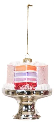 Productafbeelding van Kerstornament - Taart - Glas - Roze - 9x11 cm