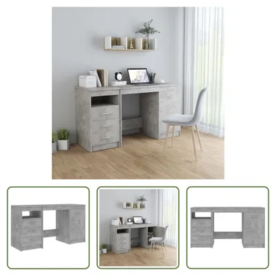 Produktbild von The Living Store Schreibtisch Betongrau 140x50x76 cm Holzwerkstoff
