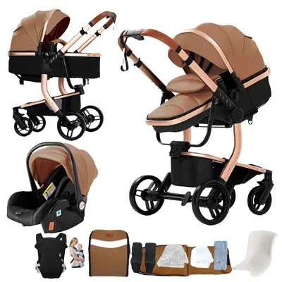 Productafbeelding van Babywagen, 3-in-1 reisysteem, opvouwbaar en waterdicht, model X518-BRUIN