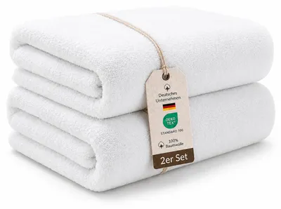 Produktbild von Frottee Handtücher 10er Set, 500 g/m², 100 % Baumwolle, Hotelqualität,30 cm x 50 cm,Weiß, KI-generiertes Bild